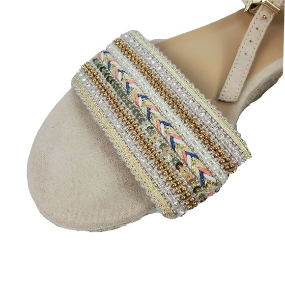 Kaari Blue Embellished Beige Espadrilles 8.5M EUC - Picture 3 of 6